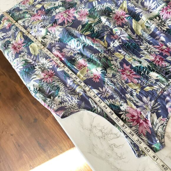 J. Jill Love Linen Sleeveless Purple Tropical Leaf Pintuck Dress plus size 2X - Picture 9 of 9
